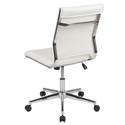 Merrick Lane Ergonomic Swivel Office Chair Ribbed Back And Seat Mid-Back Armless Computer Desk Chair With Metal Base - Image 3