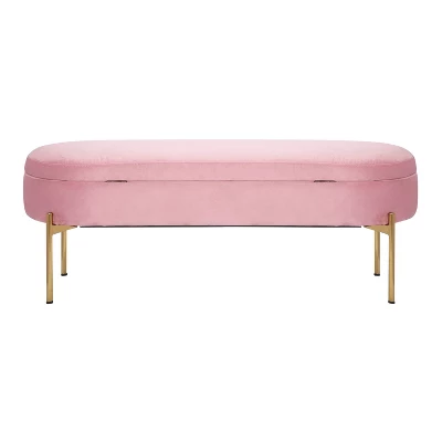 48" Chloe Storage Bench Velvet/Metal Gold/Blush Pink - LumiSource - Image 4