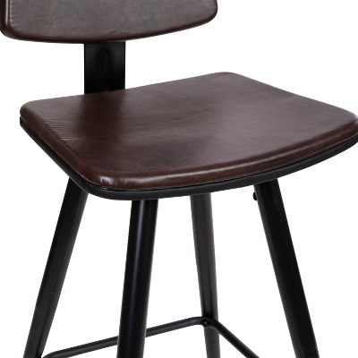 Emma And Oliver Set Of 2 Commercial Grade LeatherSoft Barstools With Gold Tipped Iron Legs - Image 6