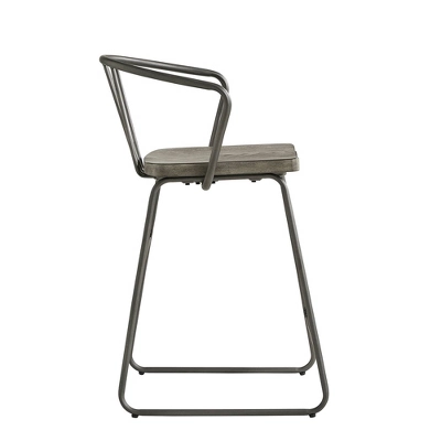 Set Of 2 24" Nowell Iron Finish Counter Height Barstools Gray - Inspire Q - Image 3