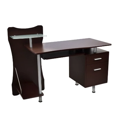 Stylish Computer Desk With Storage Brown - Techni Mobili - Image 2