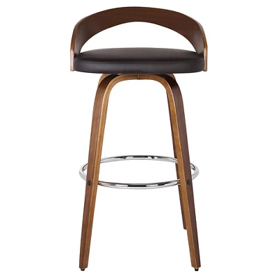 26" Sonia Counter Height Barstool Faux Leather Brown - Armen Living - Image 3
