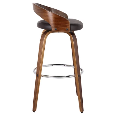 26" Sonia Counter Height Barstool Faux Leather Brown - Armen Living - Image 4