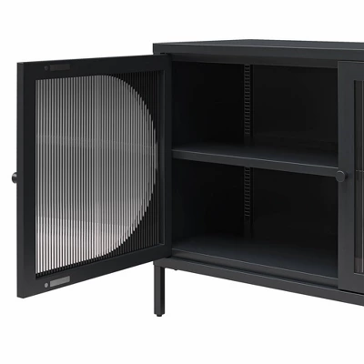 Luna Wide 2 Door Accent Cabinet With Fluted Glass - Mr. Kate - Image 6