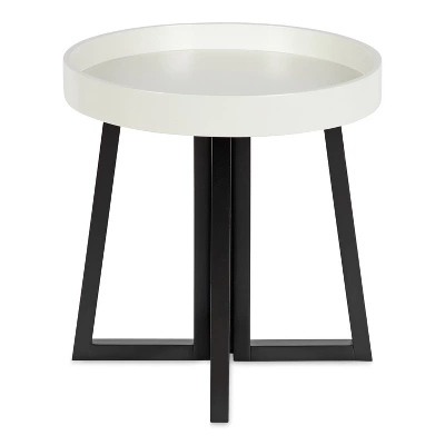 Kate And Laurel Avery Round Wood Side Table, 20x20x20, Black And White - Image 3