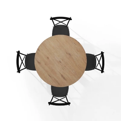 5pc Joanna Round Dining Set With 4 Camille Chairs Matte Black - Crosley - Image 6