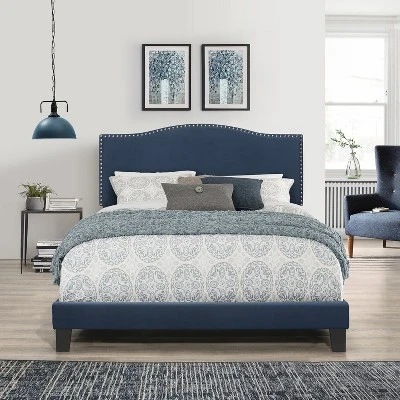 Queen Kiley Velvet Upholstered Bed Blue - Hillsdale Furniture