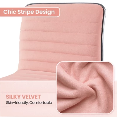 Yaheetech Velvet Low Back Armless Desk Chair Office Chair With Wheels - Image 5