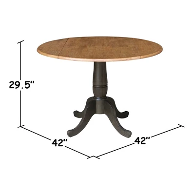 5pc 42" Round Dual Drop Leaf Dining Table With 4 Slat Back Chairs Hickory/Washed Coal - International Concepts - Image 9