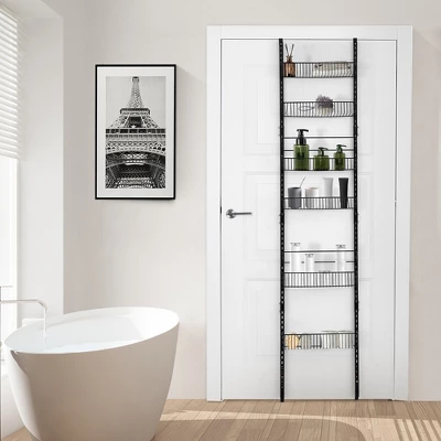 Costway Over The Door Pantry Organizer Wall Mounted Spice Rack W/ 6 Adjustable Shelves - Image 4