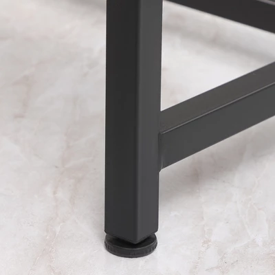 HOMCOM Industrial 3-Piece Dining Table Set, Rectangular Kitchen Table And Chairs For 4 People, Space-Saving Dinner Table Two Benches, Rustic Brown - Image 4