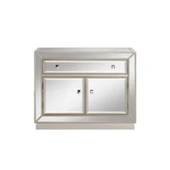 Lamb 1 Drawer 2 Door Cabinet Champagne Mirrored - Treasure Trove Accents