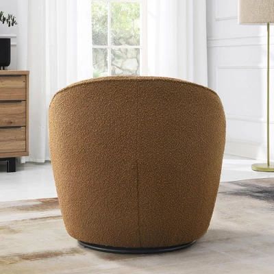 Boucle Upholstered Swivel Barrel Chair - Kinwell - Image 11