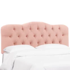 California King Tufted Headboard In Velvet Pink - Skyline Furniture