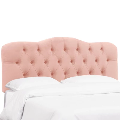 California King Tufted Headboard In Velvet Pink - Skyline Furniture