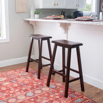 30" Saddle Barstool Wood Brown - Linon - Image 5