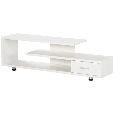 HOMCOM Modern TV Stand For TVs Up To 45", TV Cabinet With Storage Shelf And Drawer, Entertainment Center For Living Room Bedroom, White - Image 3