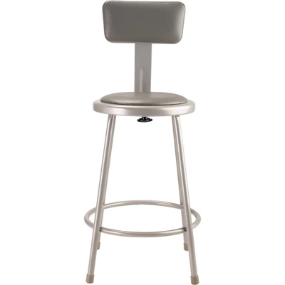 2pk 24" Adjustable Heavy Duty Vinyl Padded Steel Barstool With Backrest Gray - Hampden Furnishings - Image 2