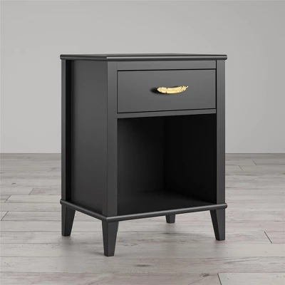 Little Seeds Monarch Hill Hawken Nightstand With Gold Feather Drawer Pull, Black