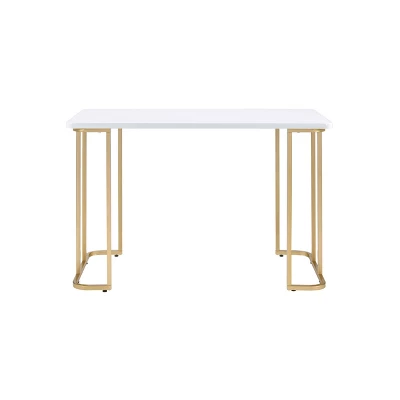 Estie Writing Desk White/Gold - Acme Furniture - Image 2