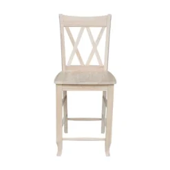 24" Double X Back Counter Height Barstool Unfinished - International Concepts