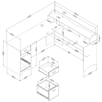 Versa L Shaped Desk - South Shore - Image 15