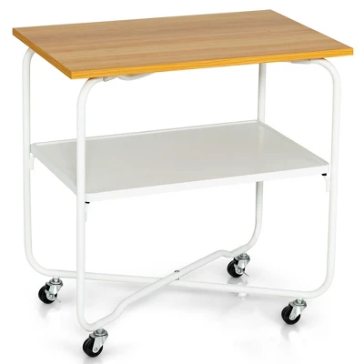 Tangkula 2-Tier Folding Rolling Cart Kitchen Utility Cart Tool-Free Installing - Image 9