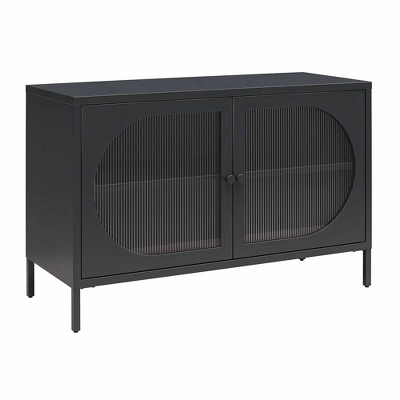 Luna Wide 2 Door Accent Cabinet With Fluted Glass - Mr. Kate - Image 3