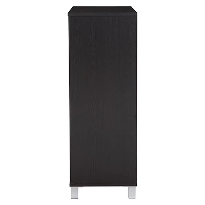 Shirley Modern And Contemporary Wood 2-Door Shoe Cabinet With Open Shelves - Dark Brown - Baxton Studio - Image 3