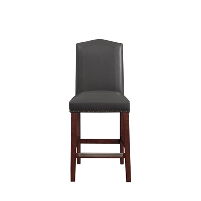 Carteret Gray Leather Counter Stool In Espresso - Comfort Pointe - Image 9