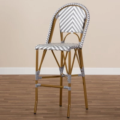 Baxton Studio Ilene Indoor And Outdoor Stackable Bistro Barstool Gray/White - BaxtonStudio - Image 3