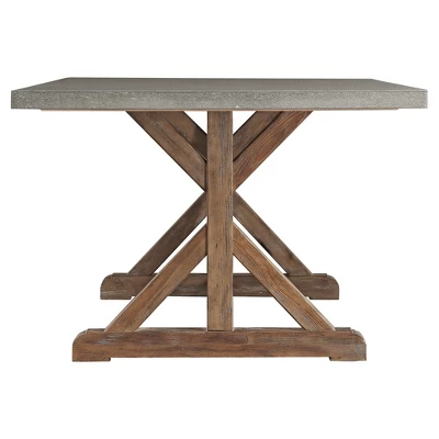 Camilla Farmhouse Concrete Topped Trestle Dining Table Vintage Pine - Inspire Q - Image 2