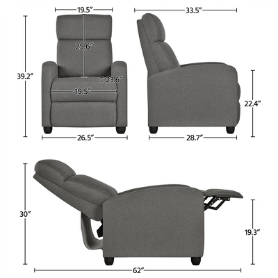 Yaheetech Fabric Upholstered Adjustable Recliner Chair With Pocket Spring For Living Room - Image 3