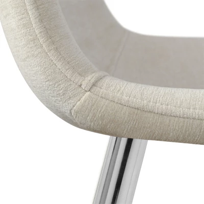 Eileen+Spoon 5-Piece Silver Round Clear Glass Dining Table Set With 4 Upholstered Chairs -The Pop Maison - Image 8