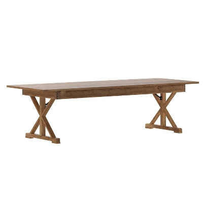 Emma And Oliver 9' X 40" Rectangular Solid Pine Folding Farm Table With Crisscross Legs - Image 2