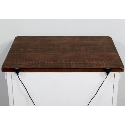 Willow Rustic 3 Drawer Nightstand With USB Plug Distressed White/Walnut - HOMES: Inside + Out - Image 4