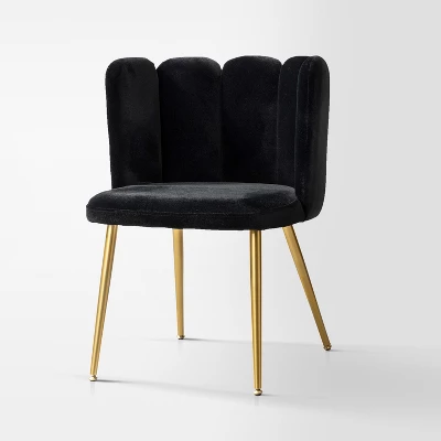Barbara Contemparary Velvet Vanity Stool For Makeup Room, Moden Accent Side Chairs For Living Room With Shell Back And Golden Metal Legs | ARTFUL LIVING DESIGN - Image 17