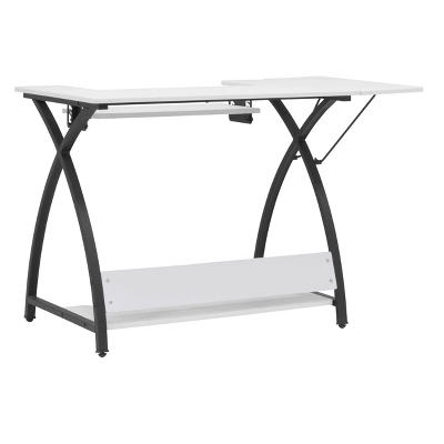 Comet Plus Sewing/Office Table With Fold Down Top, Height Adjustable Platform And Bottom Storage Shelf Black/White - Sew Ready - Image 3