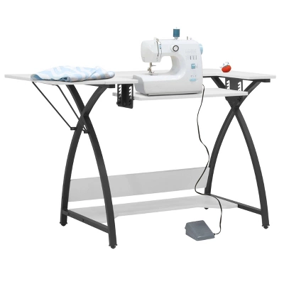 Comet Plus Sewing/Office Table With Fold Down Top, Height Adjustable Platform And Bottom Storage Shelf Black/White - Sew Ready - Image 13