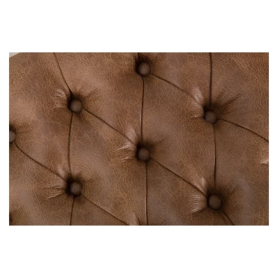 52.25" Draper Large Decorative Bench With Button Tufting Light Brown Faux Leather - HomePop - Image 6