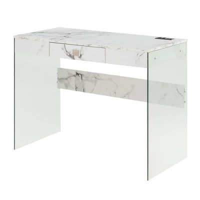 42" SoHo Glass Desk With Charging Station - Breighton Home - Image 7