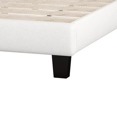 Upholstered Linen Platform Bed Frame With Curved Tufted Headboard Beige-ModernLuxe - Image 6