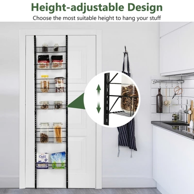 Costway Over The Door Pantry Organizer Wall Mounted Spice Rack W/ 6 Adjustable Shelves - Image 7