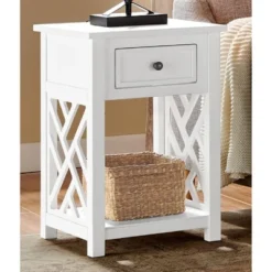 Middlebury Wood End Table With Drawer White - Alaterre Furniture