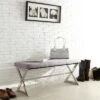 Ornelas Metal Base Linen Bench Gray - Inspire Q