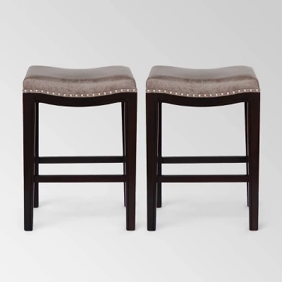 Set Of 2 Tiffin Contemporary Studded Counter Height Barstools - Christopher Knight Home - Image 4