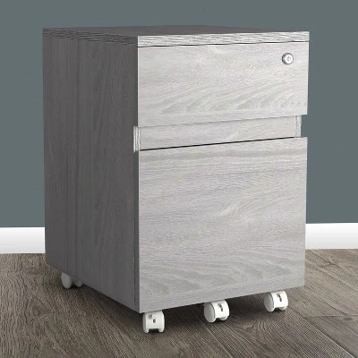 Rolling 2 Drawer Vertical File Cabinet With Lock And Storage Gray - Techni Mobili - Image 10