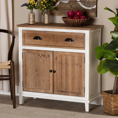 Glynn Wood 2 Door Storage Cabinet White/Brown - Baxton Studio - Image 7