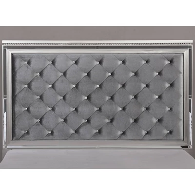 Tenaya Glam Bed With Button Tufted Headboard Silver - HOMES: Inside + Out - Image 2