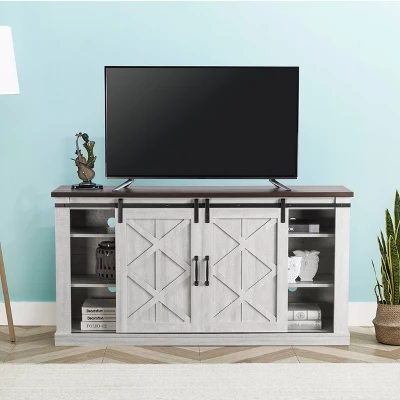 58" TV Stand For TVs Up To 65" Saw Cut Off White - Home Essentials - Image 2